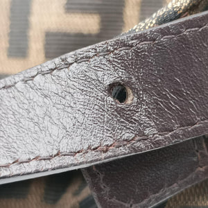 Secondhand Fendi Zucca pattern Brown canvas×leather 214526 shoulderbag | stylenewstar
