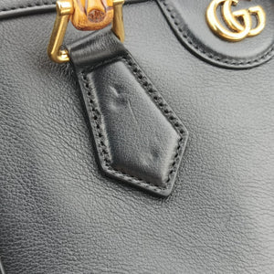 Pre-owned Gucci Bamboo Black Leather 660195 shoulderbag | stylenewstar