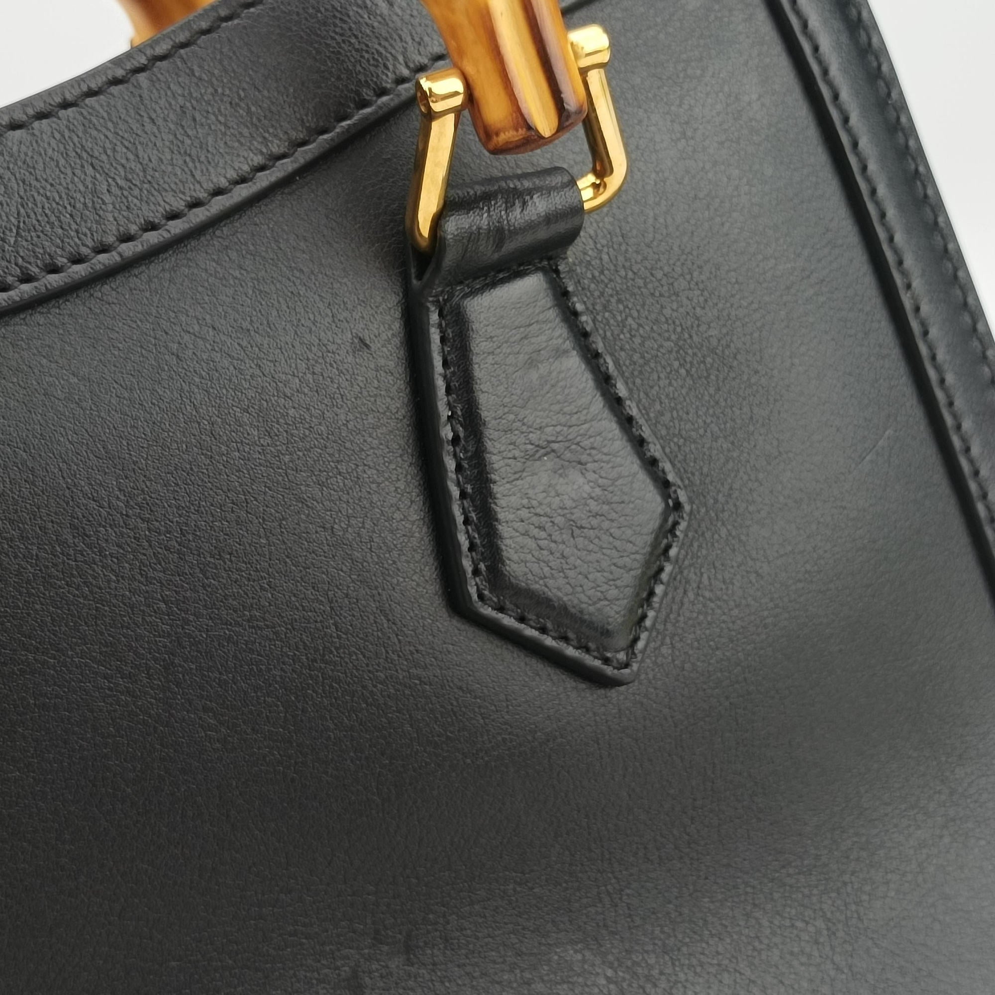 Pre-owned Gucci Bamboo Black Leather 660195 shoulderbag | stylenewstar