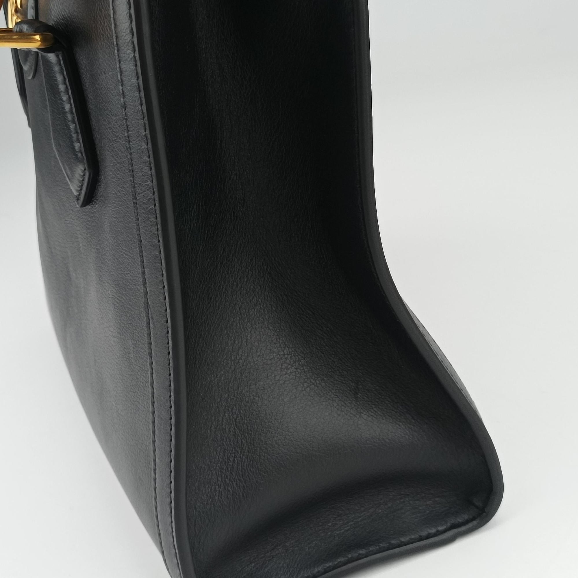 Pre-owned Gucci Bamboo Black Leather 660195 shoulderbag | stylenewstar