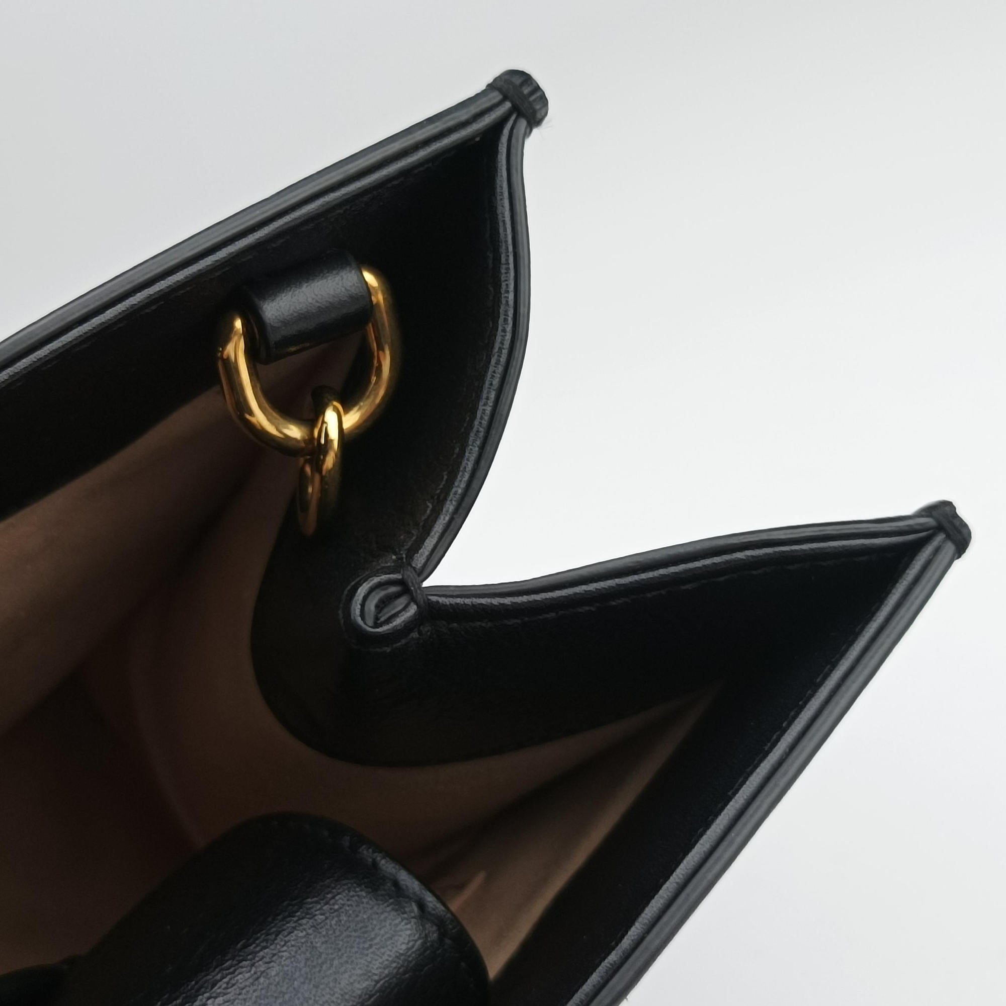 Pre-owned Gucci Bamboo Black Leather 660195 shoulderbag | stylenewstar