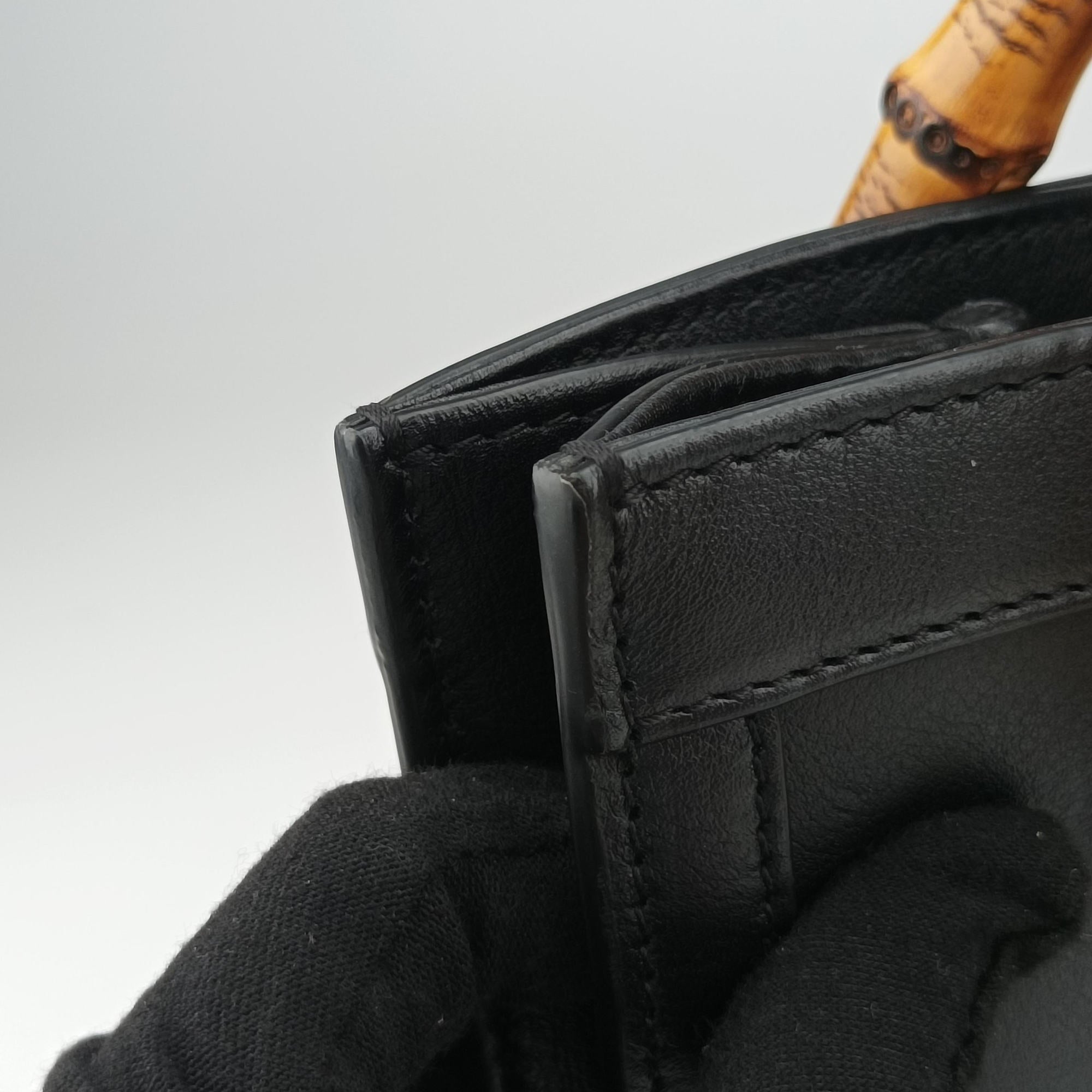 Pre-owned Gucci Bamboo Black Leather 660195 shoulderbag | stylenewstar