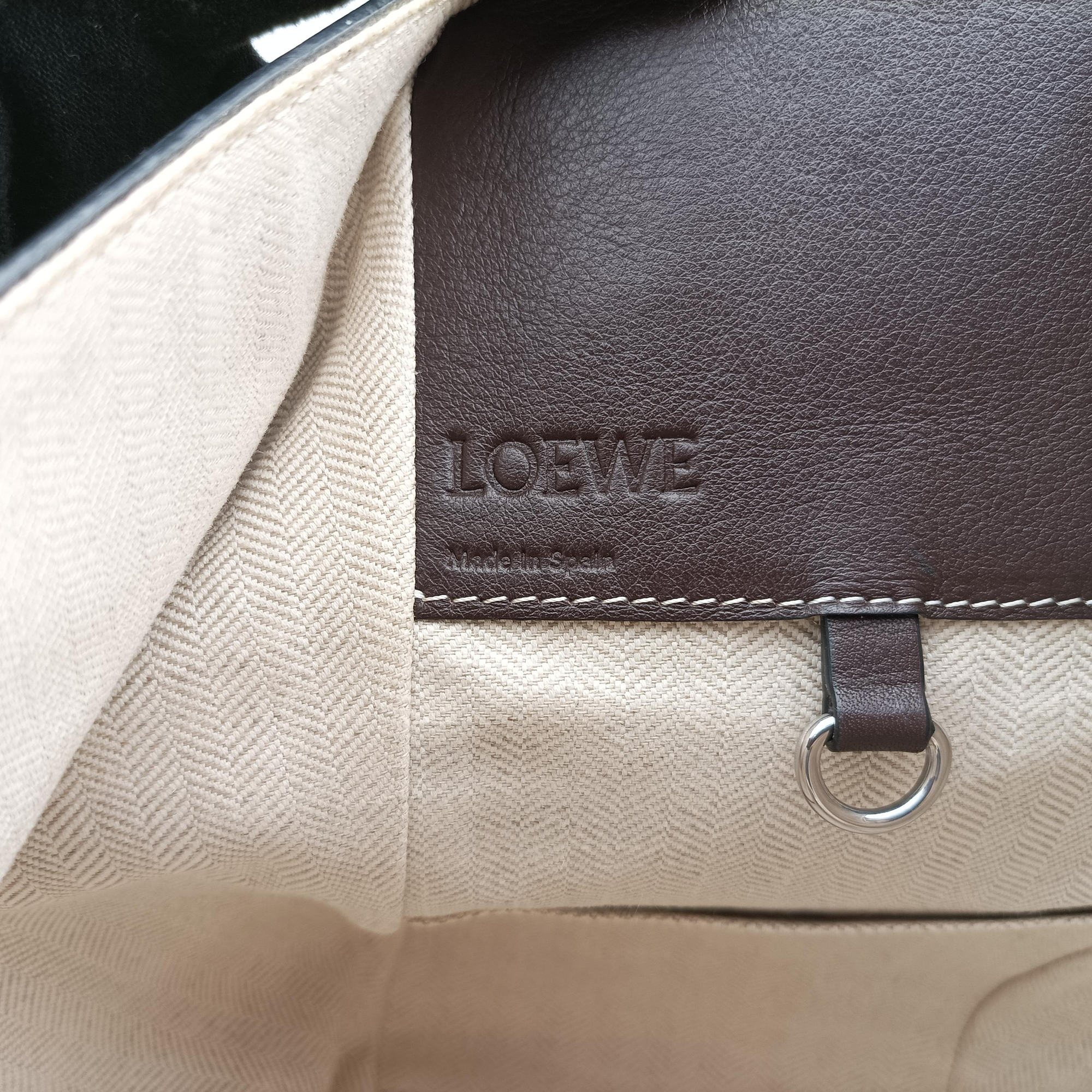 Secondhand Loewe Hammock Gray × Beige × Brown Leather  shoulderbag | stylenewstar