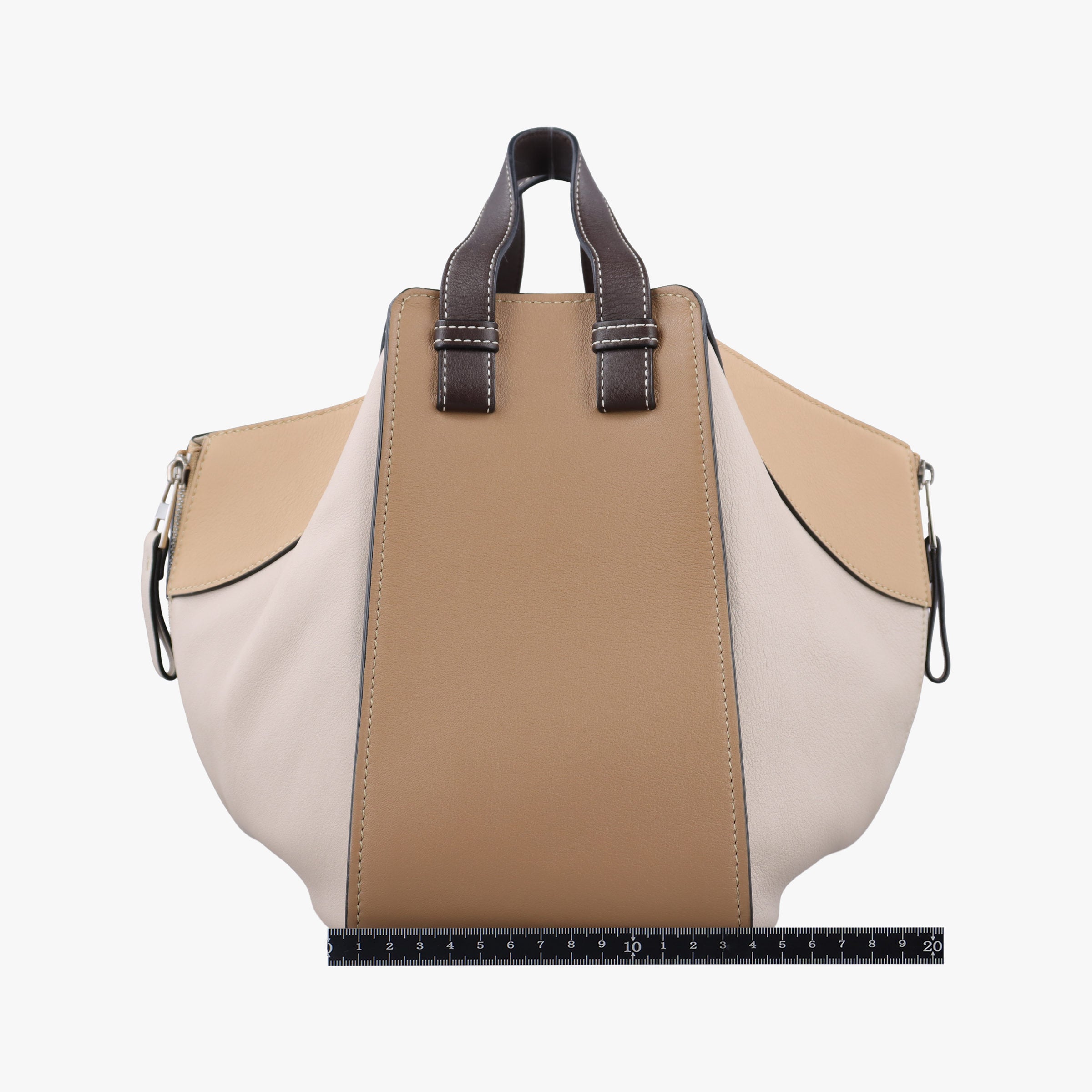 Secondhand Loewe Hammock Gray × Beige × Brown Leather  shoulderbag | stylenewstar