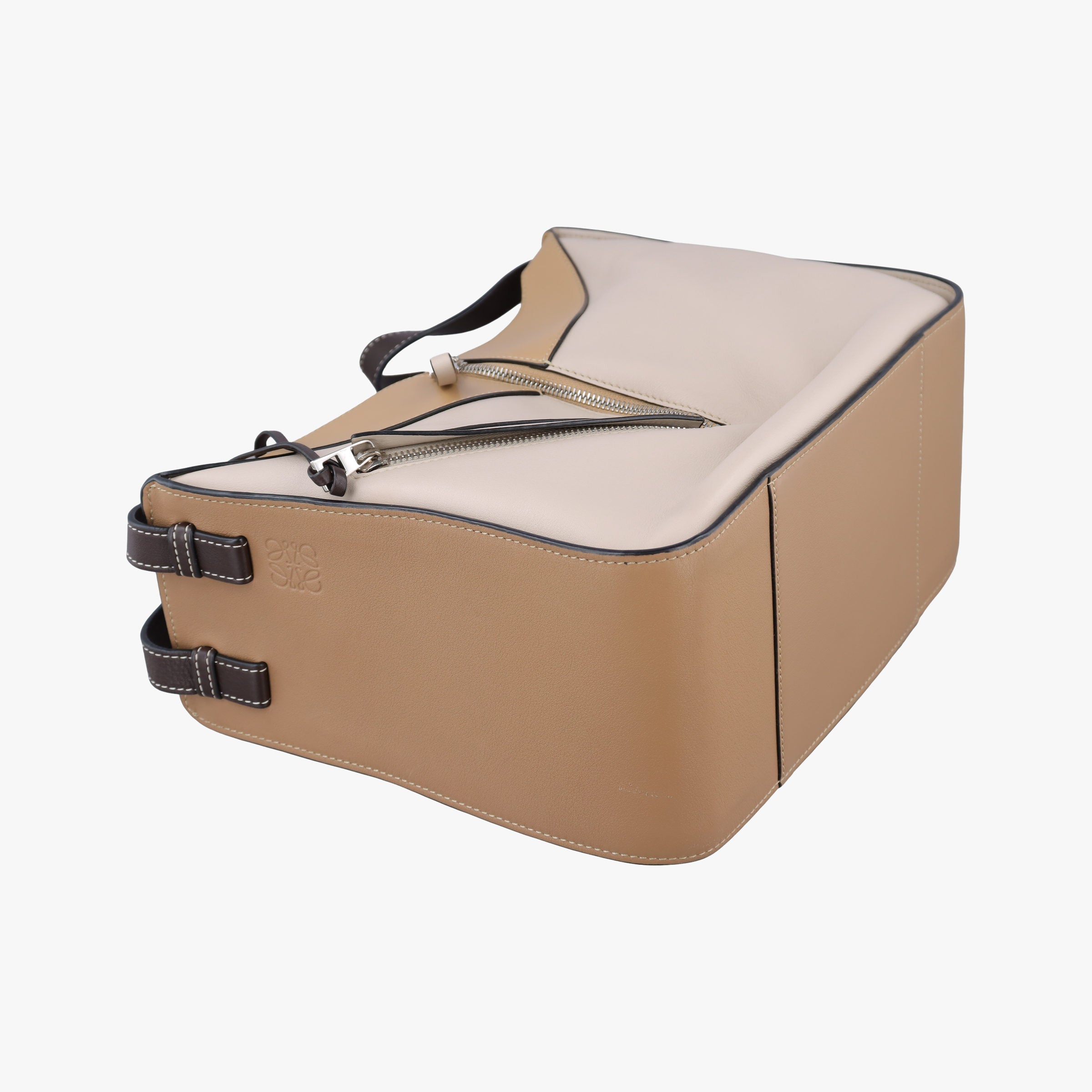 Secondhand Loewe Hammock Gray × Beige × Brown Leather  shoulderbag | stylenewstar