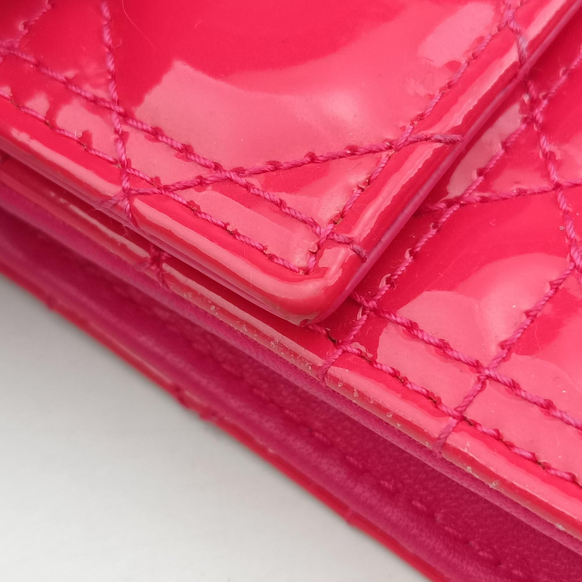 Pre-owned Christian Dior Lady Dior cannage Red Patent  shoulderbag | stylenewstar