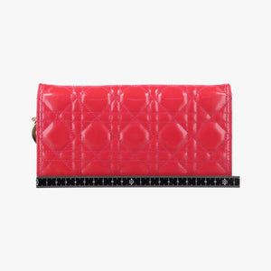 Pre-owned Christian Dior Lady Dior cannage Red Patent  shoulderbag | stylenewstar