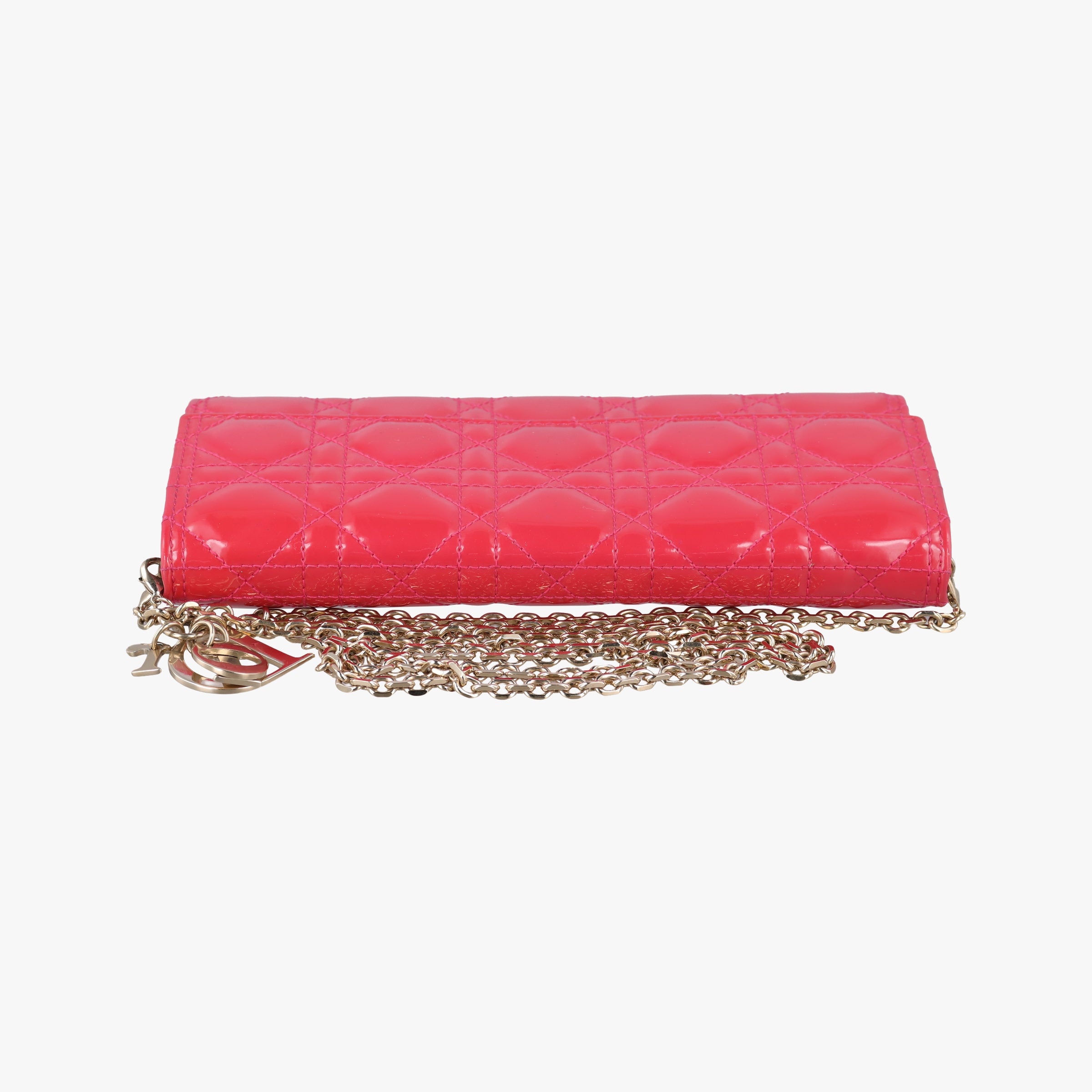 Pre-owned Christian Dior Lady Dior cannage Red Patent  shoulderbag | stylenewstar
