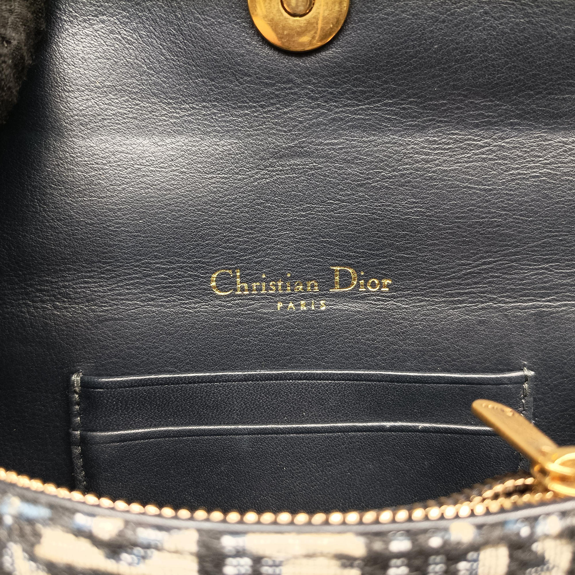 Pre-owned Christian Dior Saddle Navy jacquard×Leather  bum bag/waist bag | stylenewstar