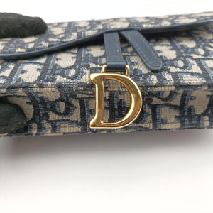Pre-owned Christian Dior Saddle Navy jacquard×Leather  bum bag/waist bag | stylenewstar