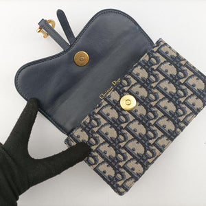 Pre-owned Christian Dior Saddle Navy jacquard×Leather  bum bag/waist bag | stylenewstar