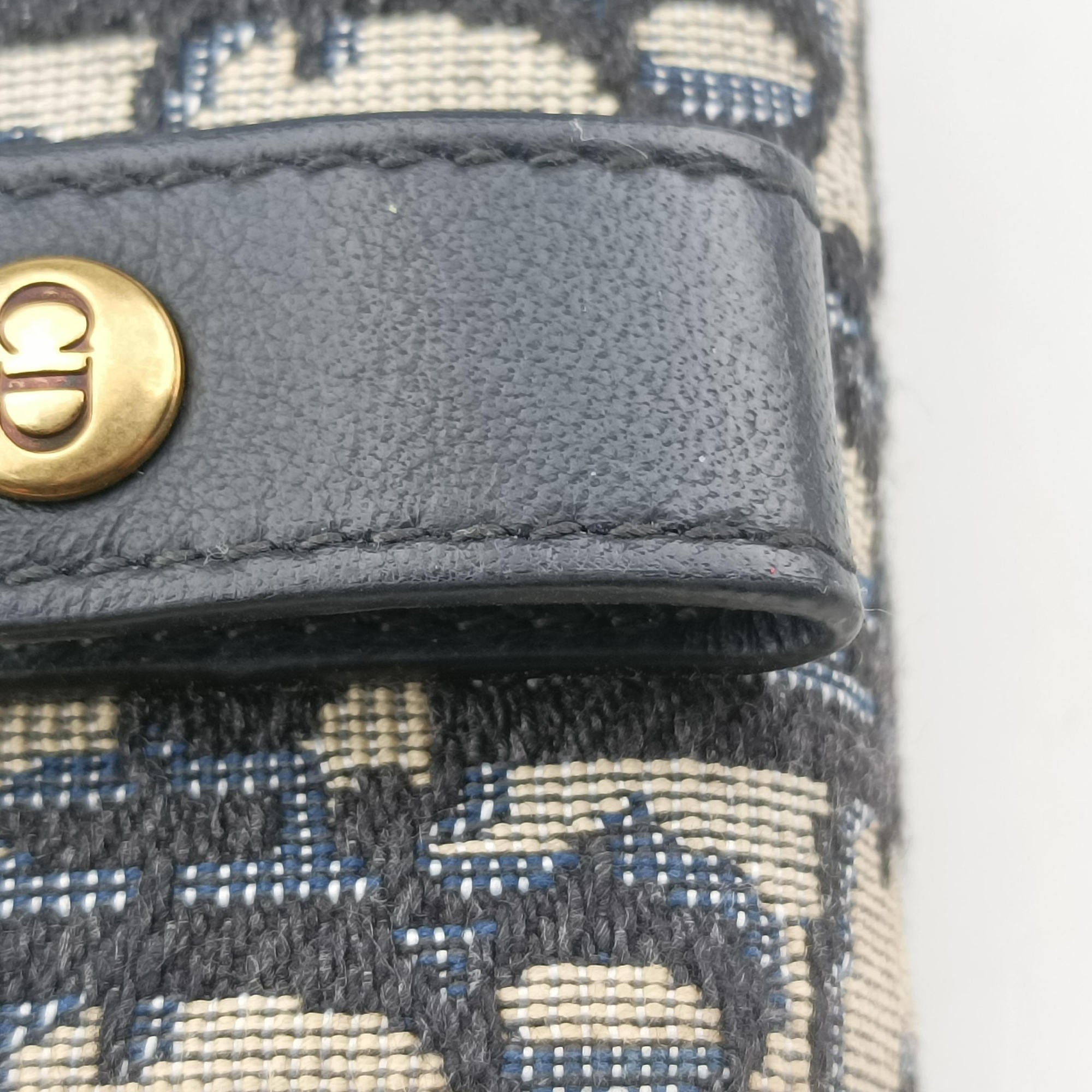 Pre-owned Christian Dior Saddle Navy jacquard×Leather  bum bag/waist bag | stylenewstar