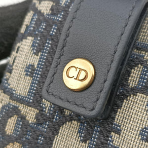 Pre-owned Christian Dior Saddle Navy jacquard×Leather  bum bag/waist bag | stylenewstar