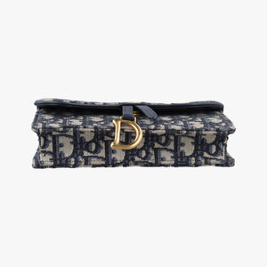 Pre-owned Christian Dior Saddle Navy jacquard×Leather  bum bag/waist bag | stylenewstar