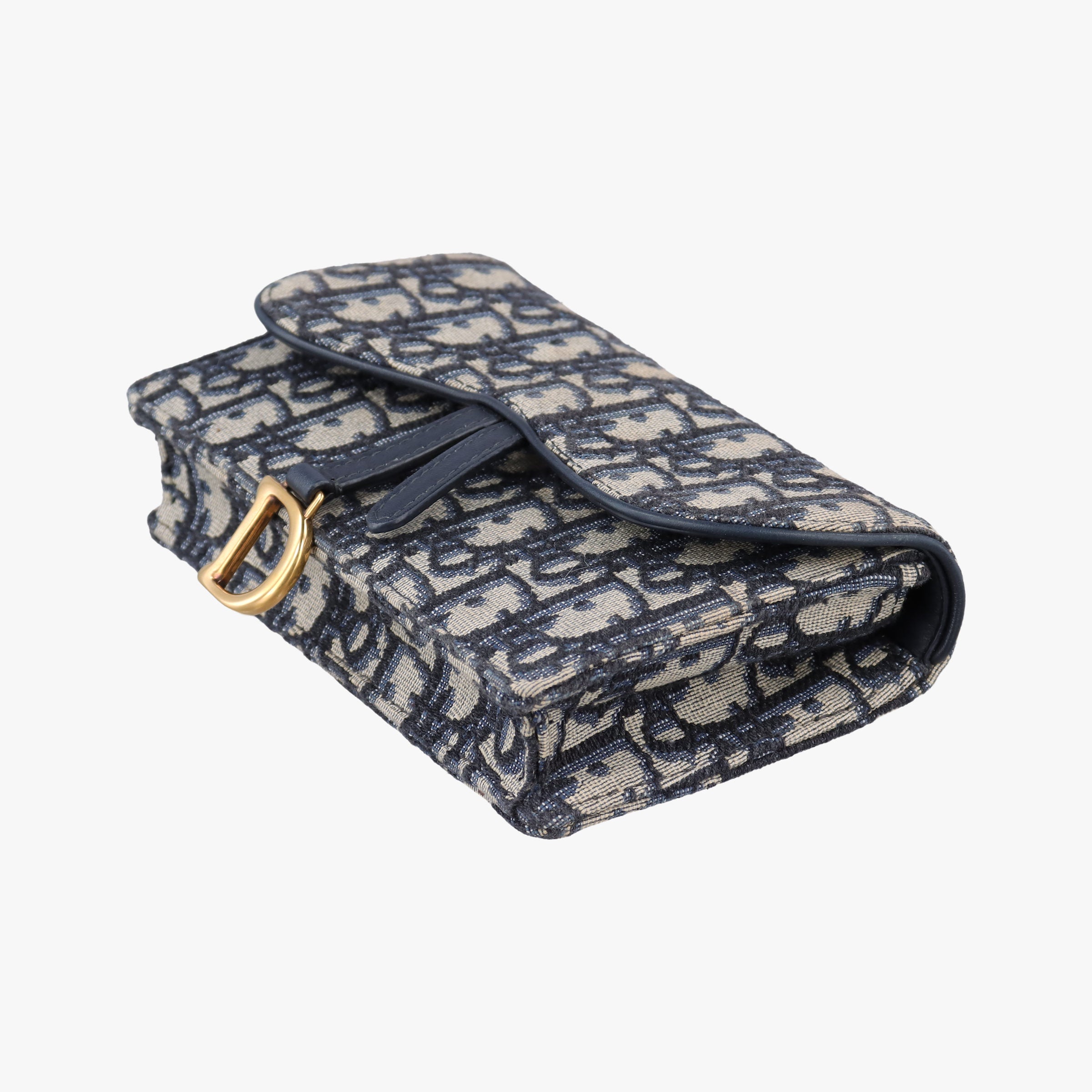 Pre-owned Christian Dior Saddle Navy jacquard×Leather  bum bag/waist bag | stylenewstar