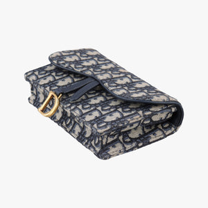 Pre-owned Christian Dior Saddle Navy jacquard×Leather  bum bag/waist bag | stylenewstar