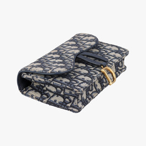 Pre-owned Christian Dior Saddle Navy jacquard×Leather  bum bag/waist bag | stylenewstar