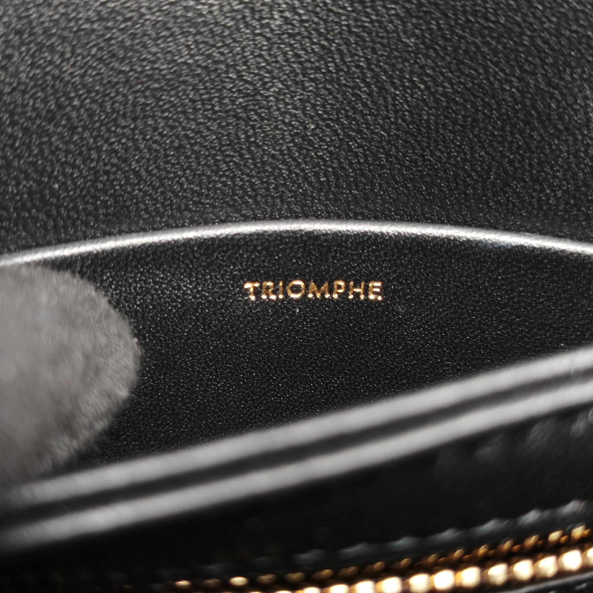 Pre-owned Celine Triomphe Black Leather  shoulderbag | stylenewstar