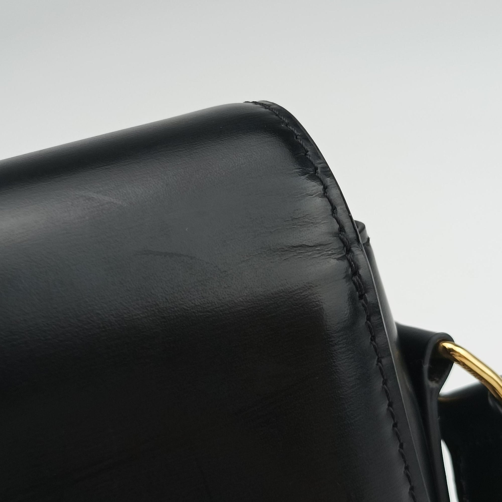Pre-owned Celine Triomphe Black Leather  shoulderbag | stylenewstar