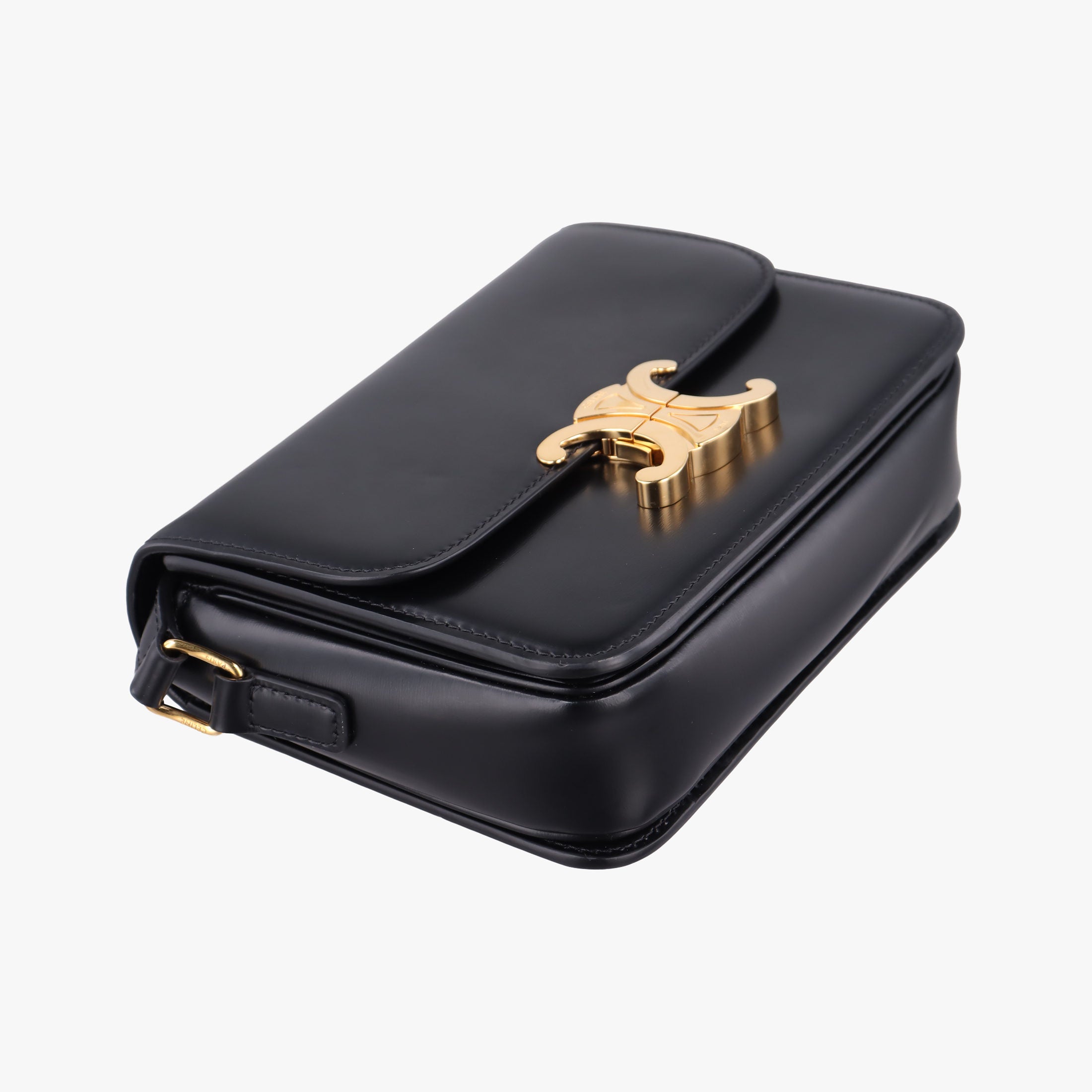 Pre-owned Celine Triomphe Black Leather  shoulderbag | stylenewstar