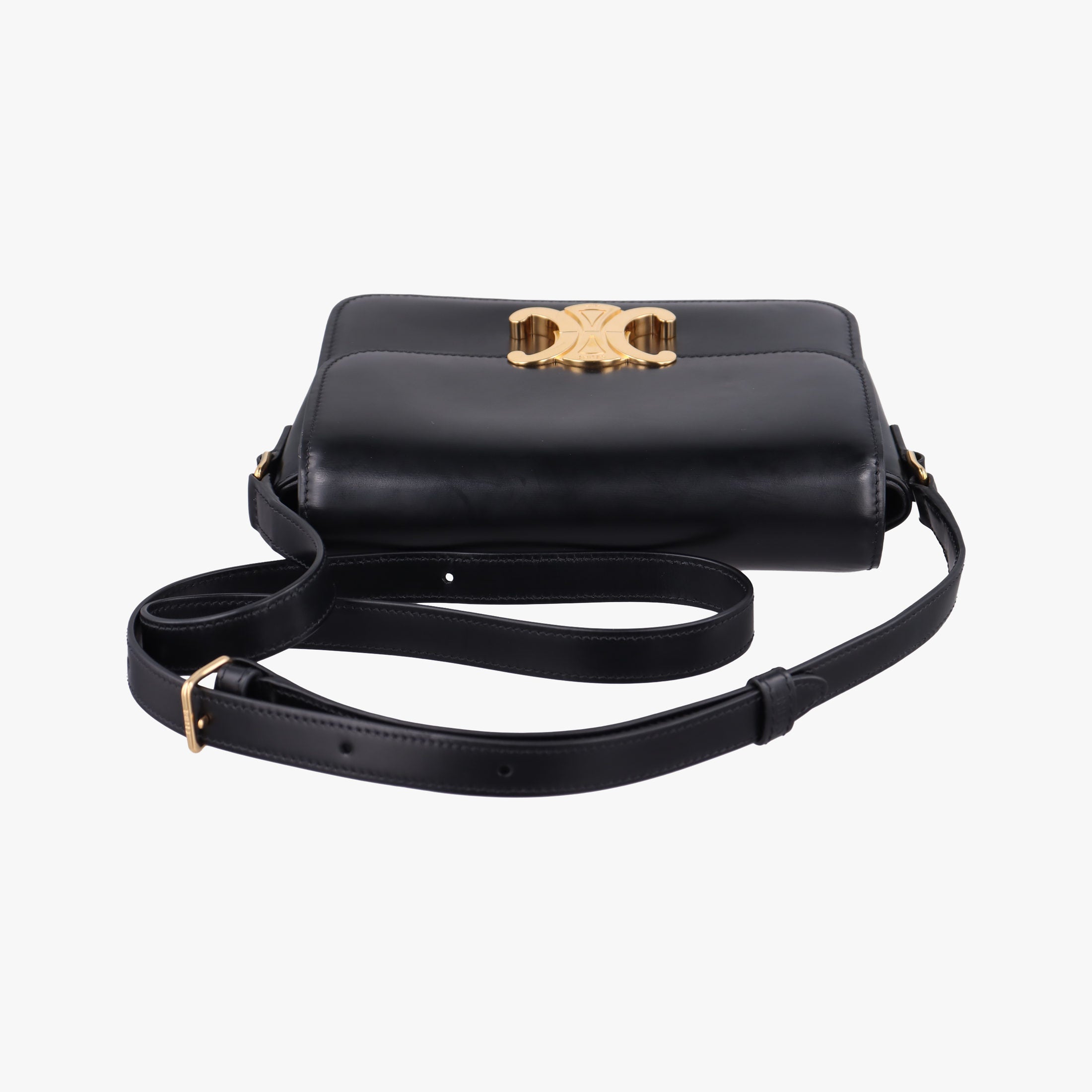 Pre-owned Celine Triomphe Black Leather  shoulderbag | stylenewstar