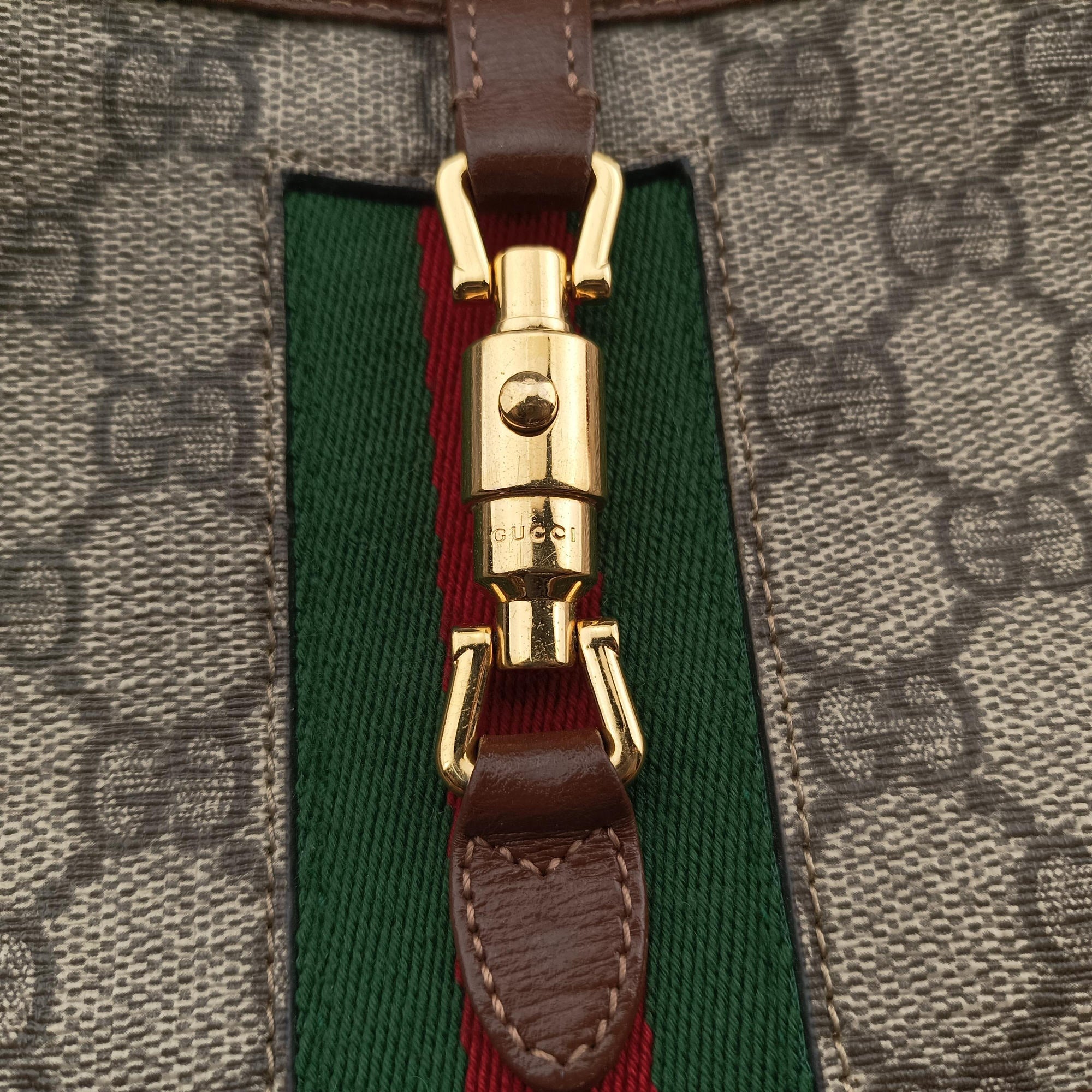 Pre-owned Gucci Jackie 1961 GG Supreme Brown PVC coated canvas×Leather 637092 shoulderbag | stylenewstar