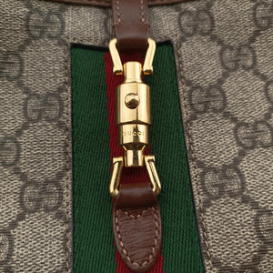 Pre-owned Gucci Jackie 1961 GG Supreme Brown PVC coated canvas×Leather 637092 shoulderbag | stylenewstar