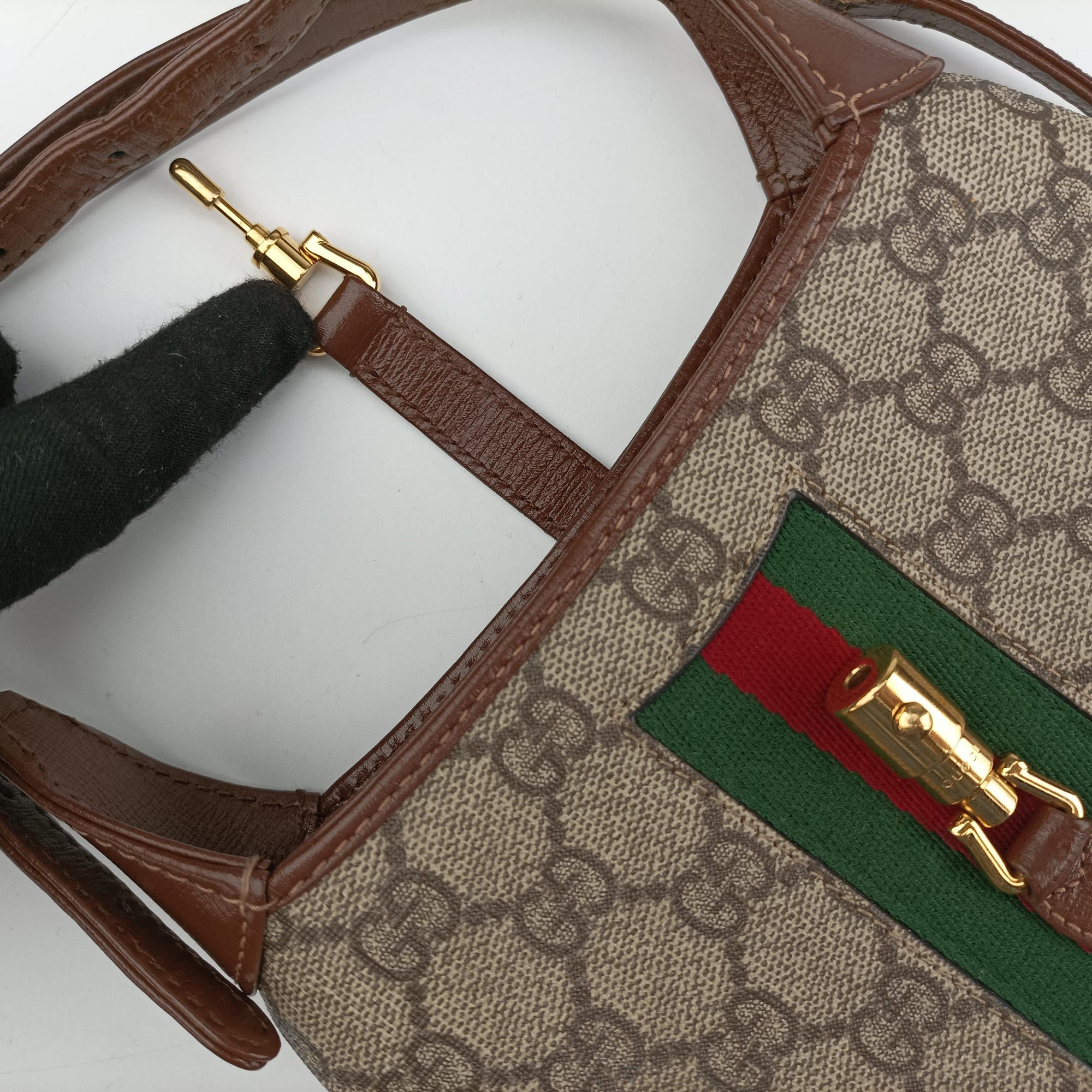 Pre-owned Gucci Jackie 1961 GG Supreme Brown PVC coated canvas×Leather 637092 shoulderbag | stylenewstar