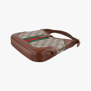 Pre-owned Gucci Jackie 1961 GG Supreme Brown PVC coated canvas×Leather 637092 shoulderbag | stylenewstar
