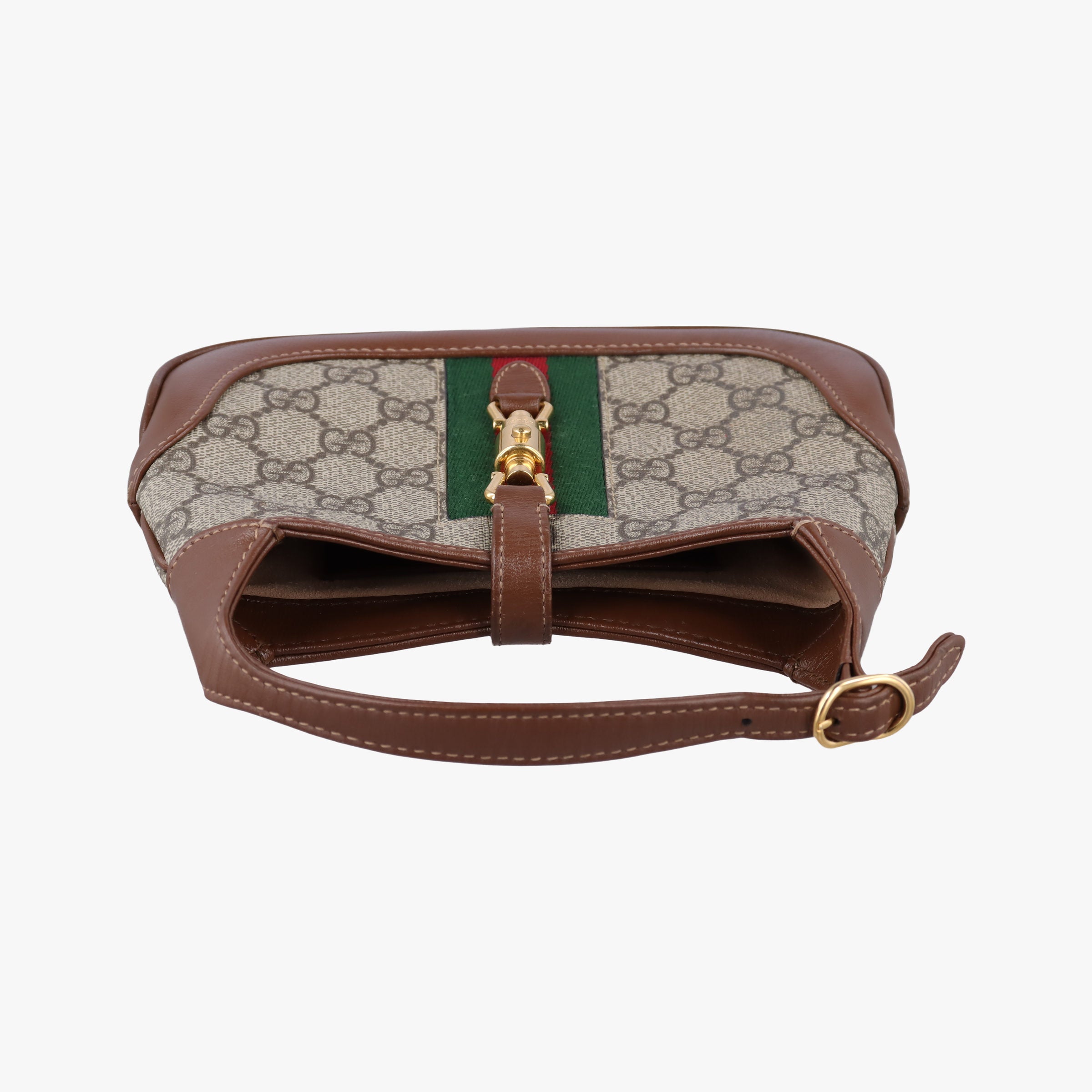 Pre-owned Gucci Jackie 1961 GG Supreme Brown PVC coated canvas×Leather 637092 shoulderbag | stylenewstar