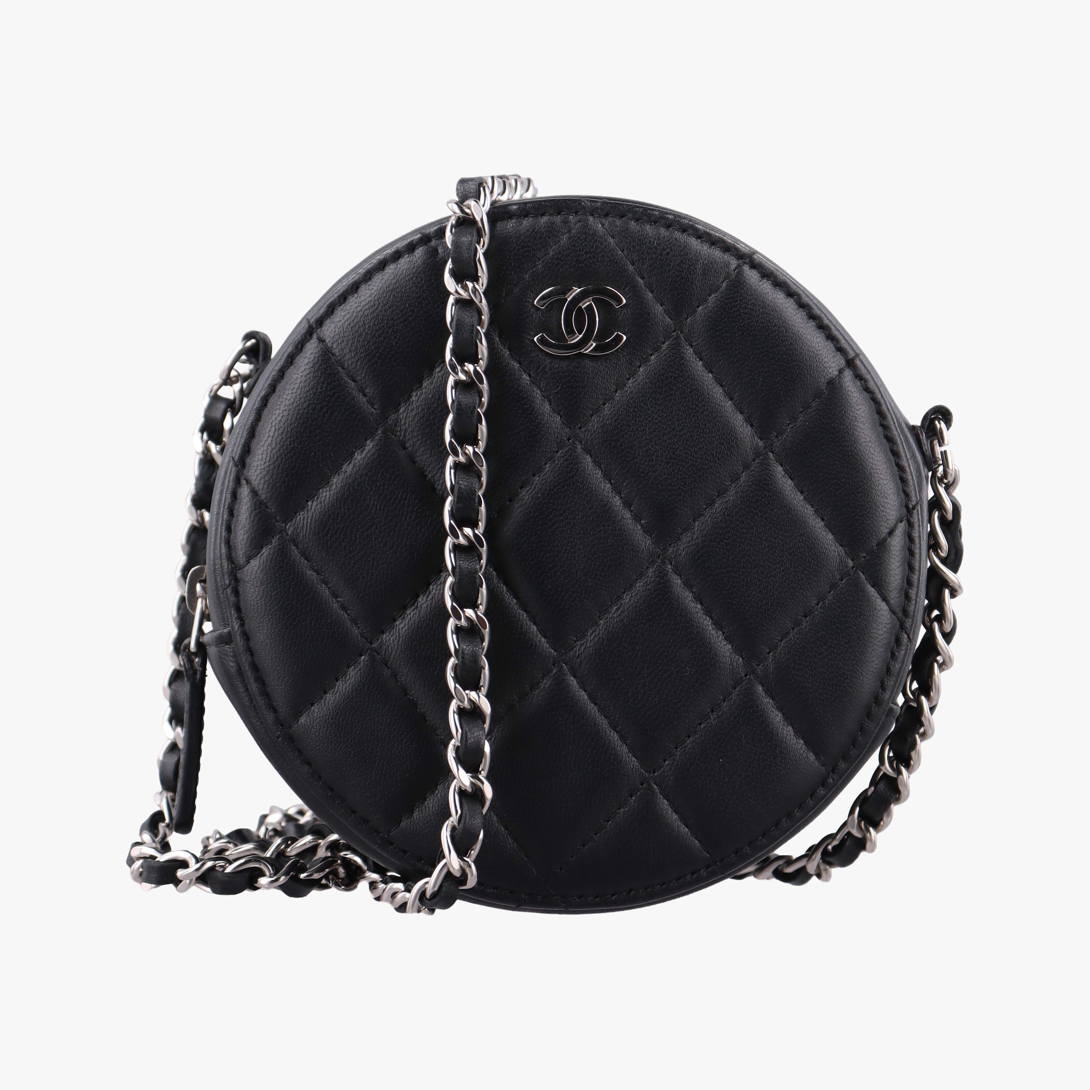 Pre-owned Chanel Matelasse Round Black lambskin AP0245 shoulderbag | stylenewstar