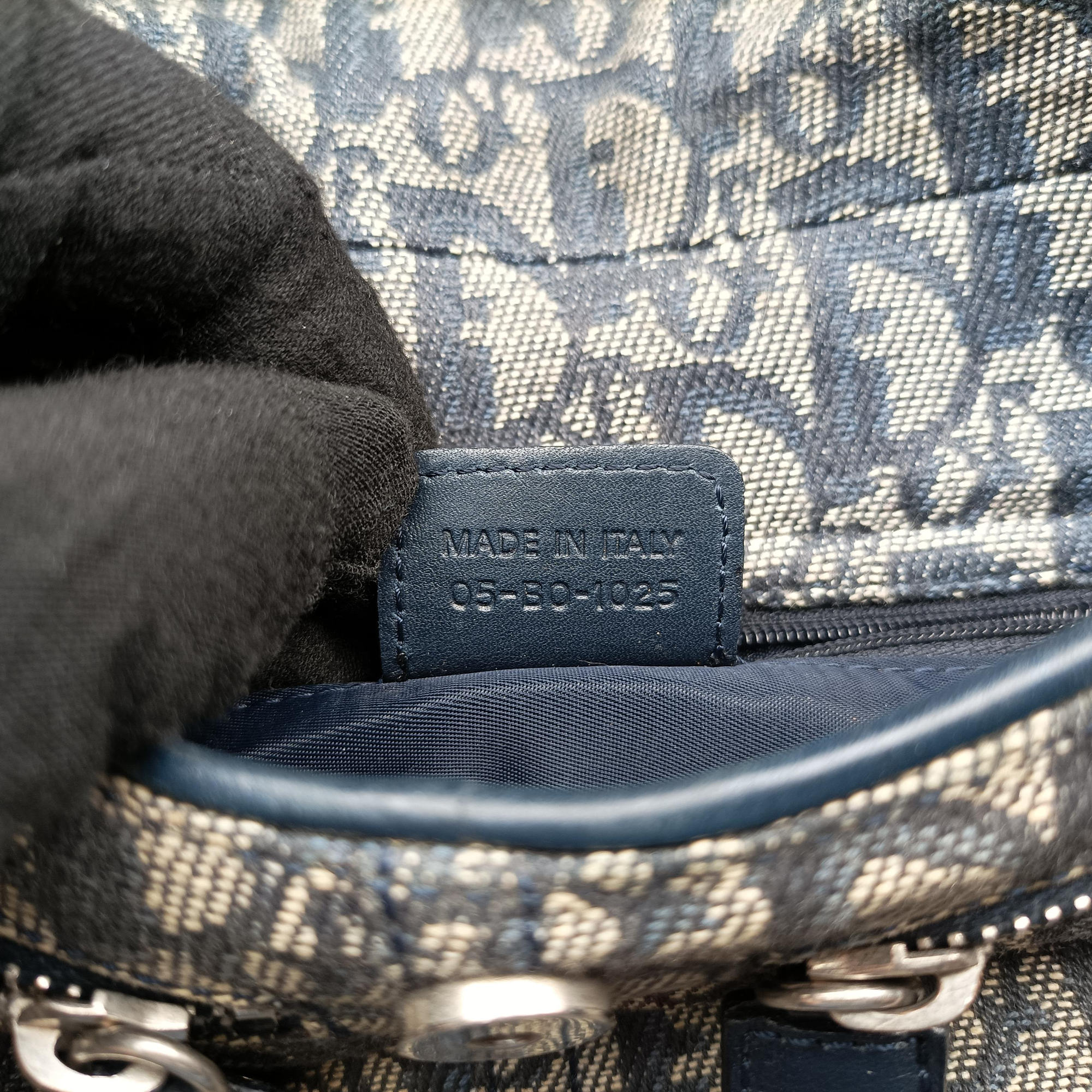 Pre-owned Christian Dior Trotter Navy Jacquard  shoulderbag | stylenewstar