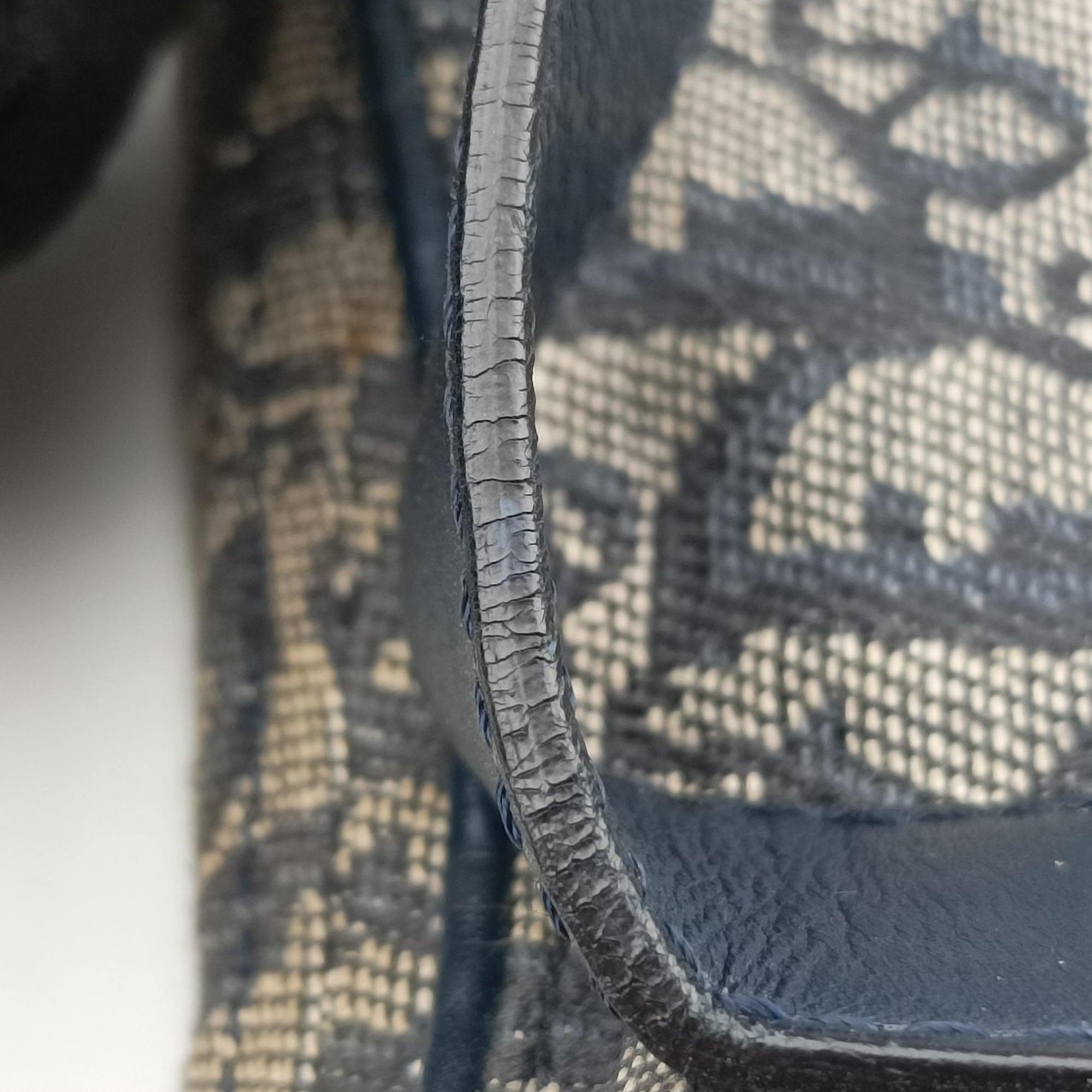 Pre-owned Christian Dior Trotter Navy Jacquard  shoulderbag | stylenewstar