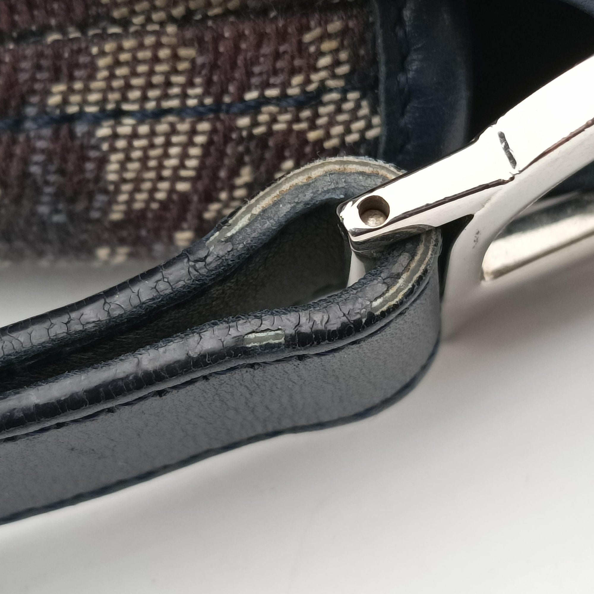 Pre-owned Christian Dior Trotter Navy Jacquard  shoulderbag | stylenewstar
