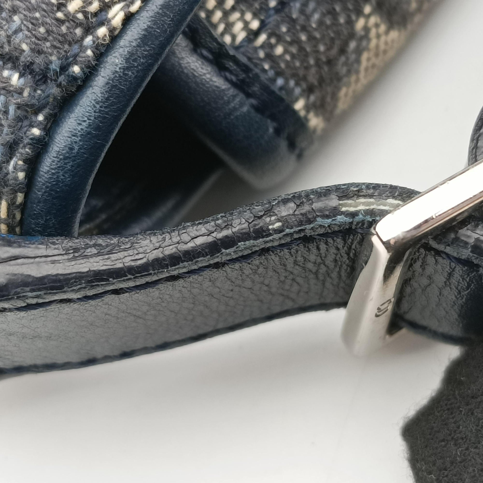 Pre-owned Christian Dior Trotter Navy Jacquard  shoulderbag | stylenewstar