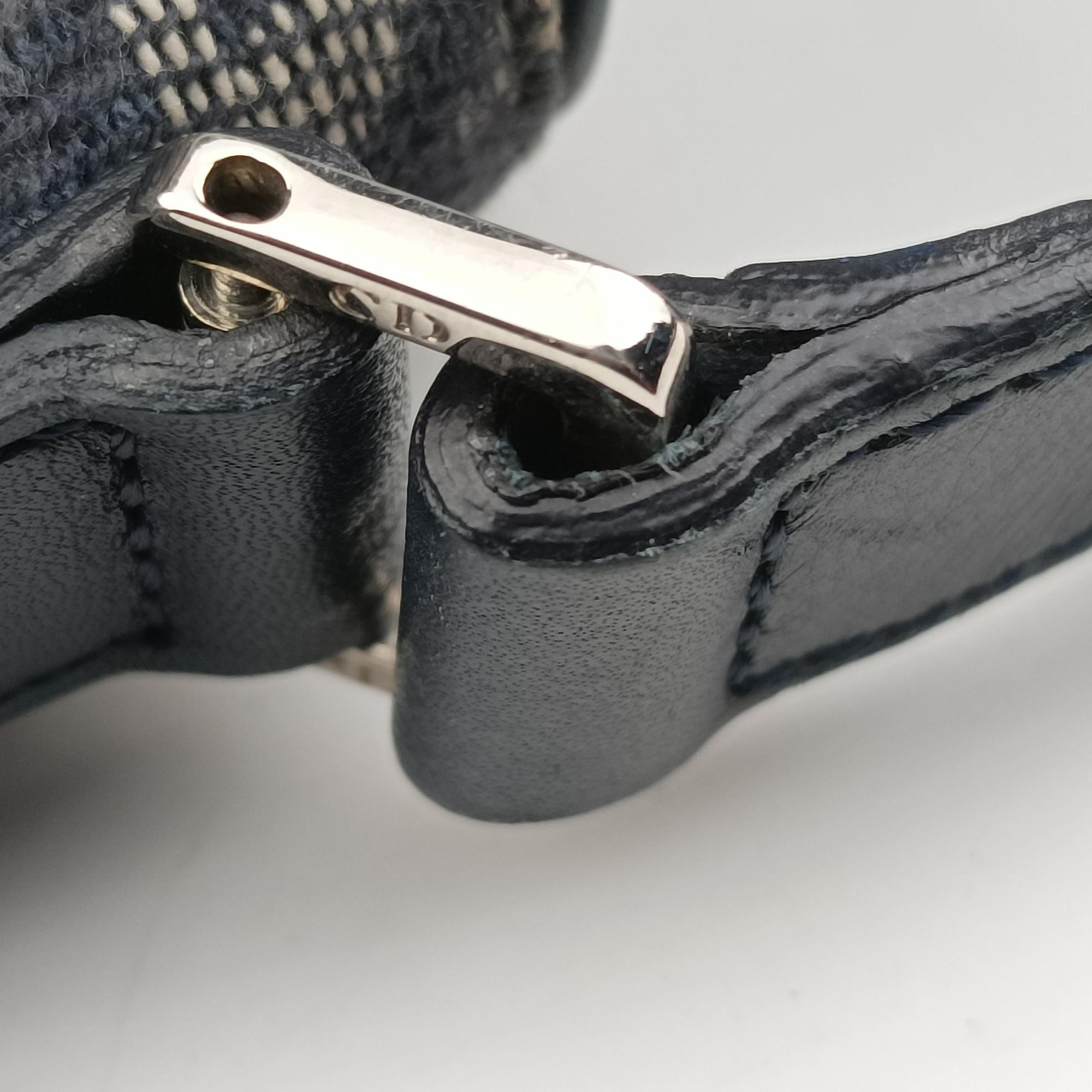Pre-owned Christian Dior Trotter Navy Jacquard  shoulderbag | stylenewstar
