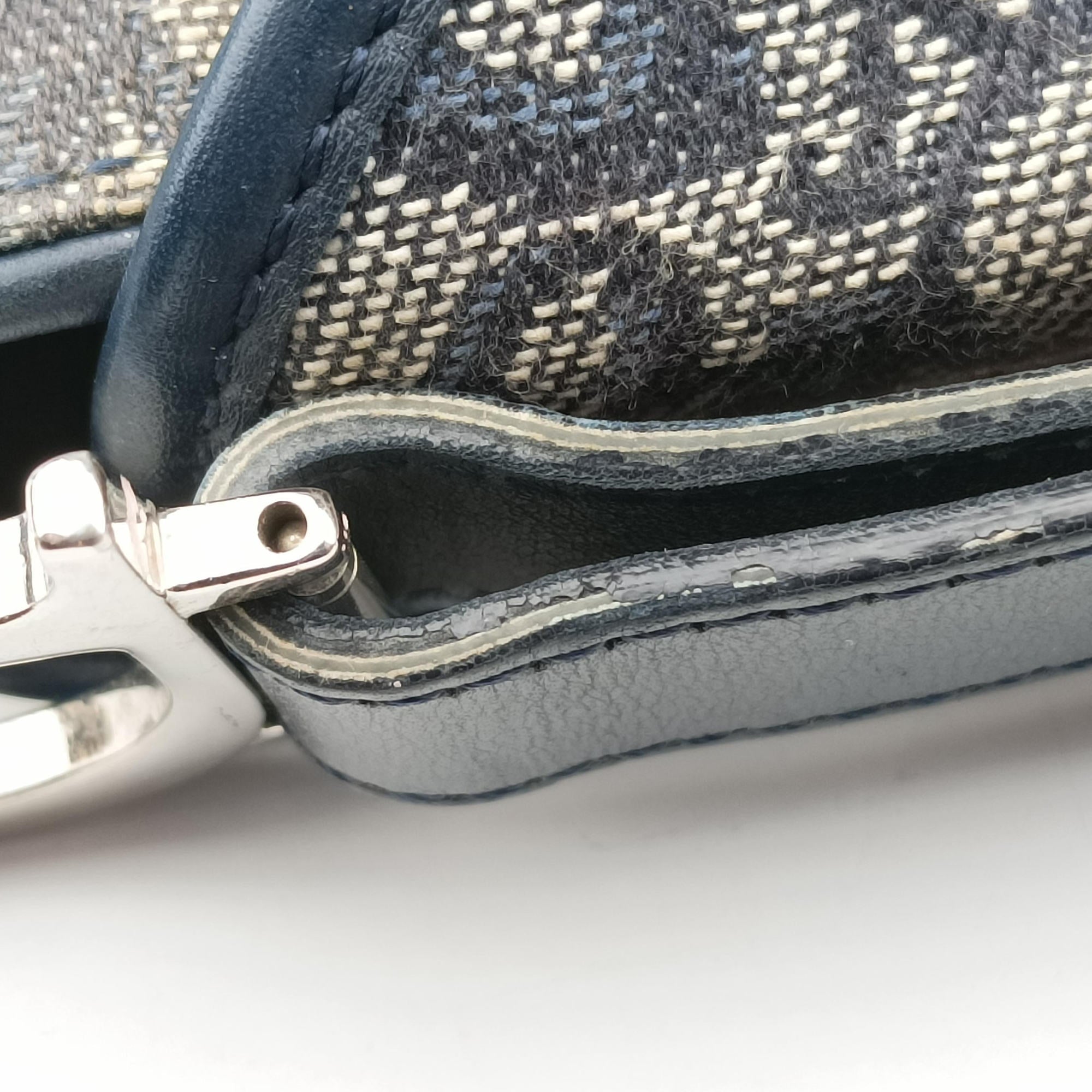 Pre-owned Christian Dior Trotter Navy Jacquard  shoulderbag | stylenewstar