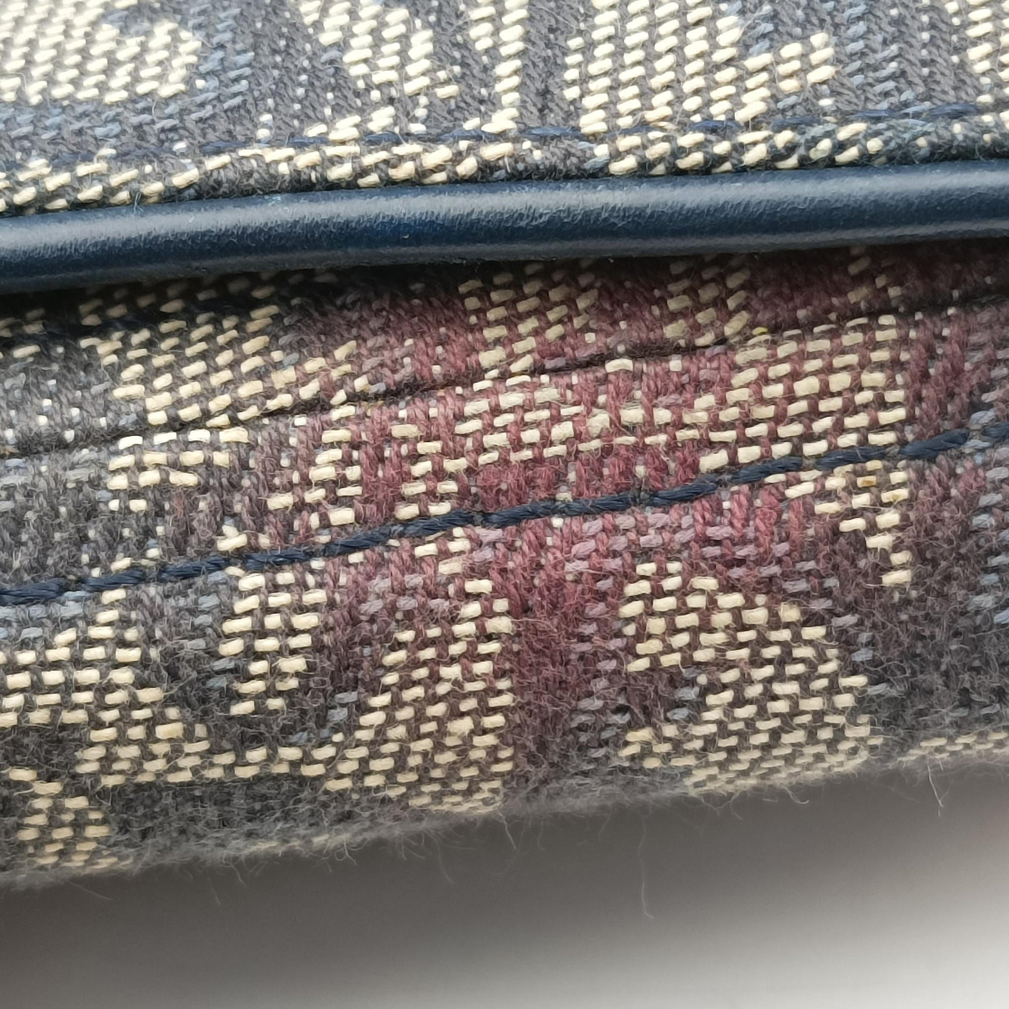 Pre-owned Christian Dior Trotter Navy Jacquard  shoulderbag | stylenewstar