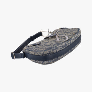 Pre-owned Christian Dior Trotter Navy Jacquard  shoulderbag | stylenewstar