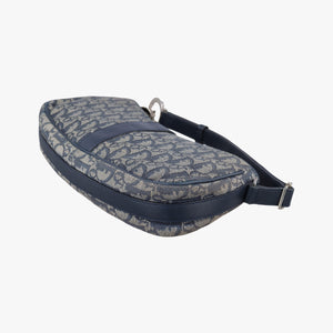 Pre-owned Christian Dior Trotter Navy Jacquard  shoulderbag | stylenewstar