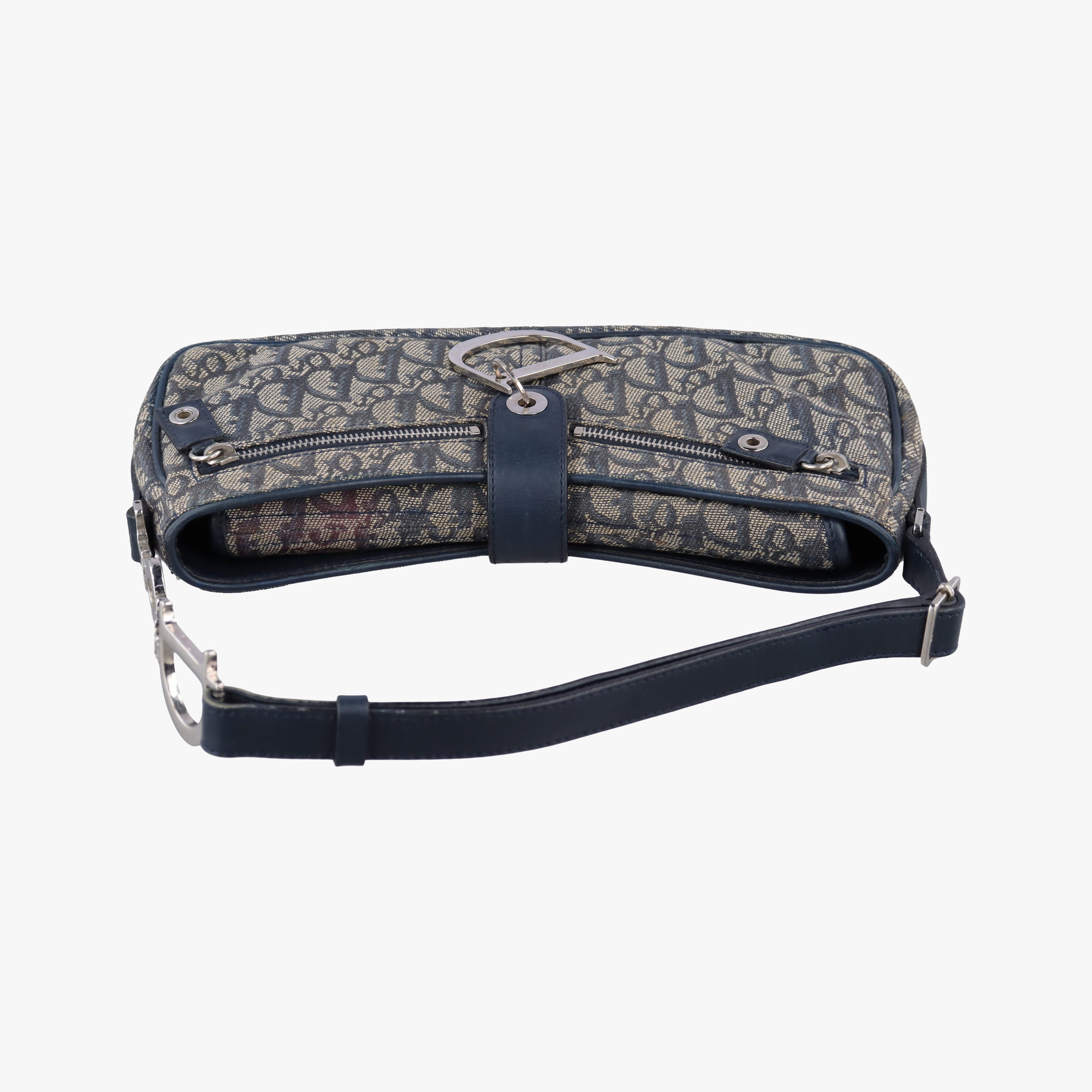 Pre-owned Christian Dior Trotter Navy Jacquard  shoulderbag | stylenewstar