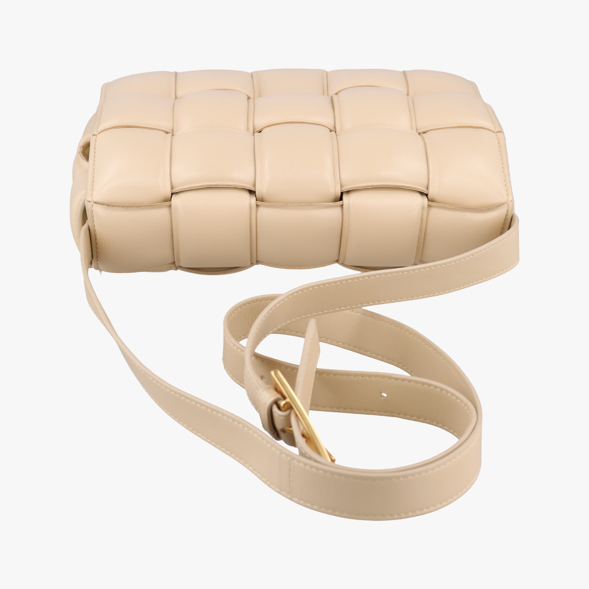 Pre-owned Bottega Veneta Padded CASSETTE Beige lambskin  shoulderbag | stylenewstar