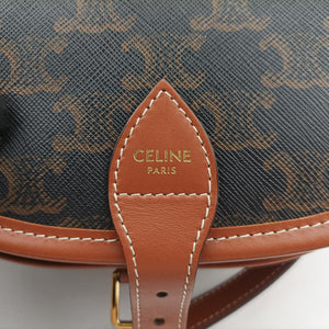 Pre-owned Celine FOLCO Triomphe Brown PVC coated canvas  shoulderbag | stylenewstar