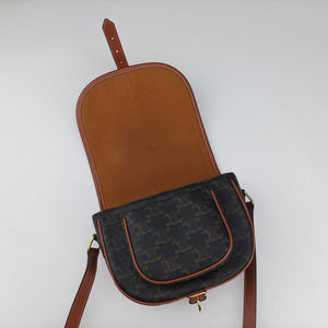 Pre-owned Celine FOLCO Triomphe Brown PVC coated canvas  shoulderbag | stylenewstar