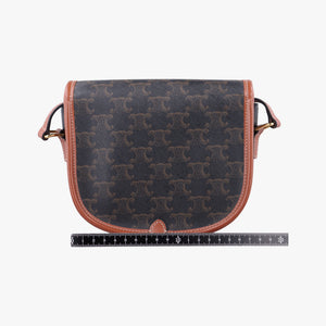 Pre-owned Celine FOLCO Triomphe Brown PVC coated canvas  shoulderbag | stylenewstar