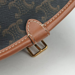 Pre-owned Celine FOLCO Triomphe Brown PVC coated canvas  shoulderbag | stylenewstar