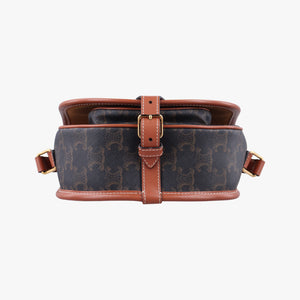Pre-owned Celine FOLCO Triomphe Brown PVC coated canvas  shoulderbag | stylenewstar