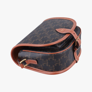Pre-owned Celine FOLCO Triomphe Brown PVC coated canvas  shoulderbag | stylenewstar