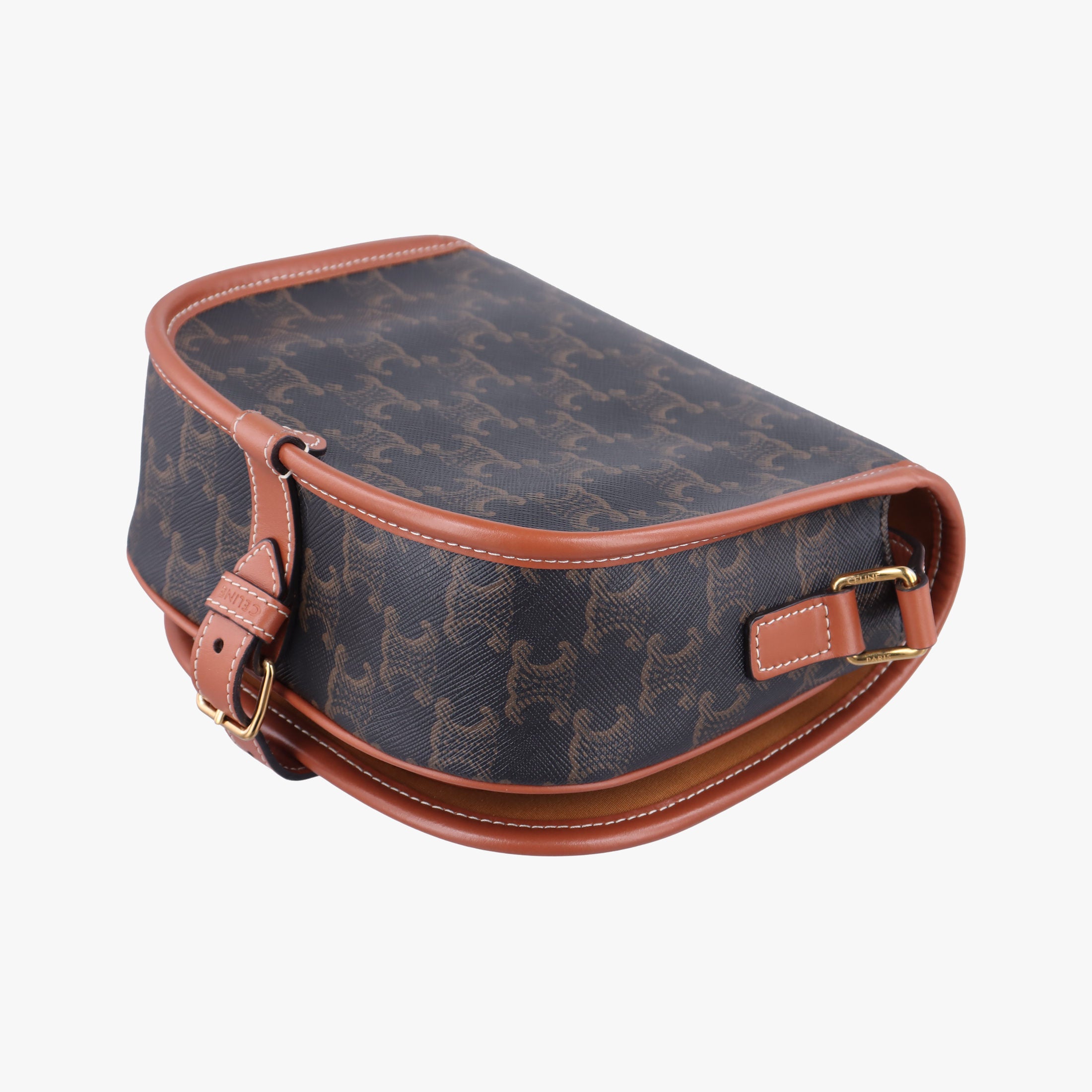 Pre-owned Celine FOLCO Triomphe Brown PVC coated canvas  shoulderbag | stylenewstar