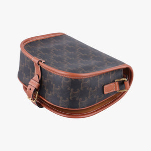 Pre-owned Celine FOLCO Triomphe Brown PVC coated canvas  shoulderbag | stylenewstar